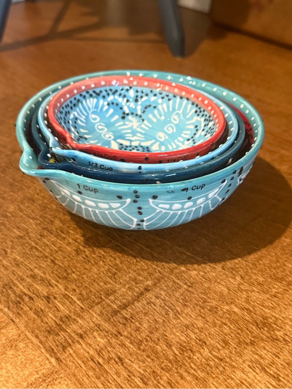 Hand-Painted Ceramic Nesting Measuring Cups